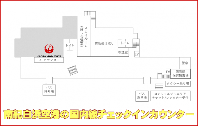 南紀白浜空港のJAL国内線チェックインカウンター