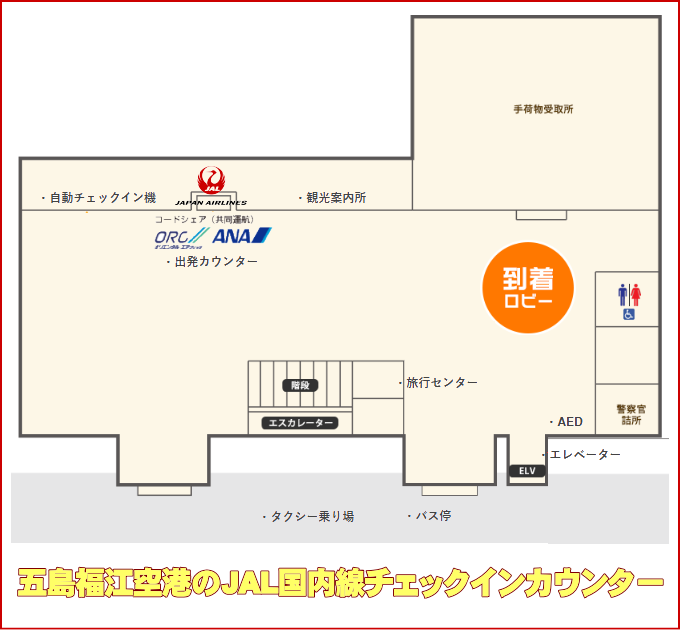 五島福江空港のJAL国内線チェックインカウンター