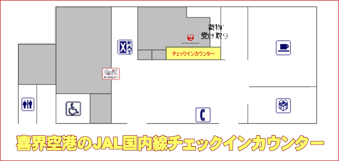 喜界空港のJAL国内線チェックインカウンター